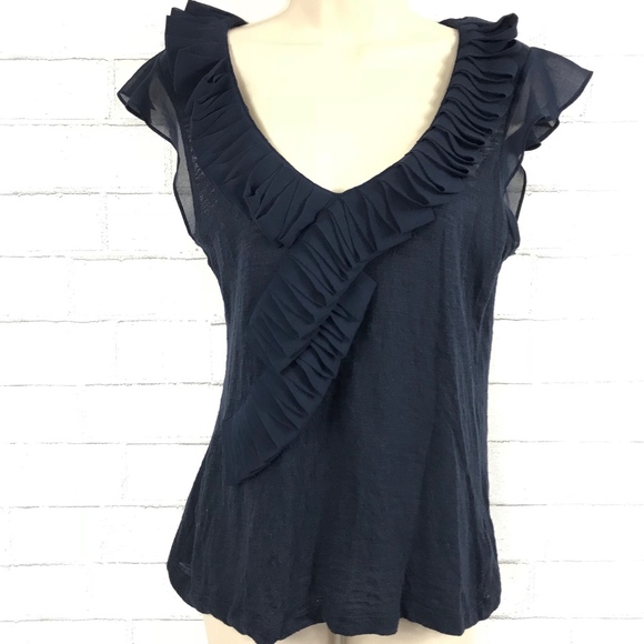 Deletta Tops - Deletta Anthropologie Ruffled Trim V-Neck Tank Top